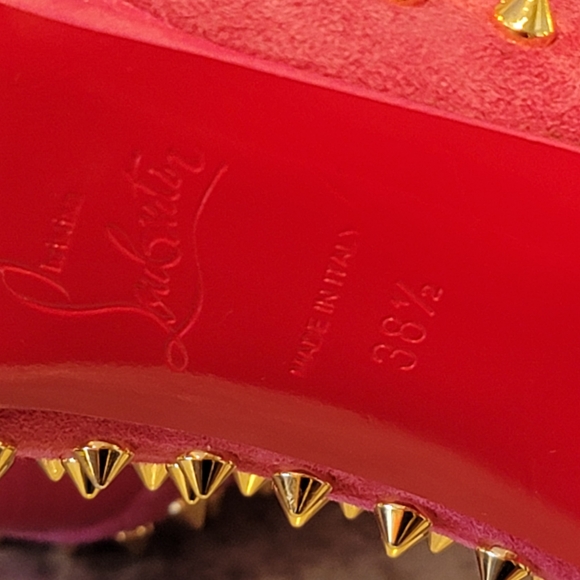 Pink Louboutin Guerilla Spiked Slouchy Booties 38.5 - Picture 9 of 10